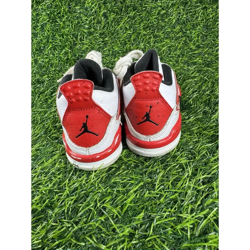 Nike Air Jordan 4 Retro Red Cement PS Basketball Shoes BQ7669-161 Kids Size 11c